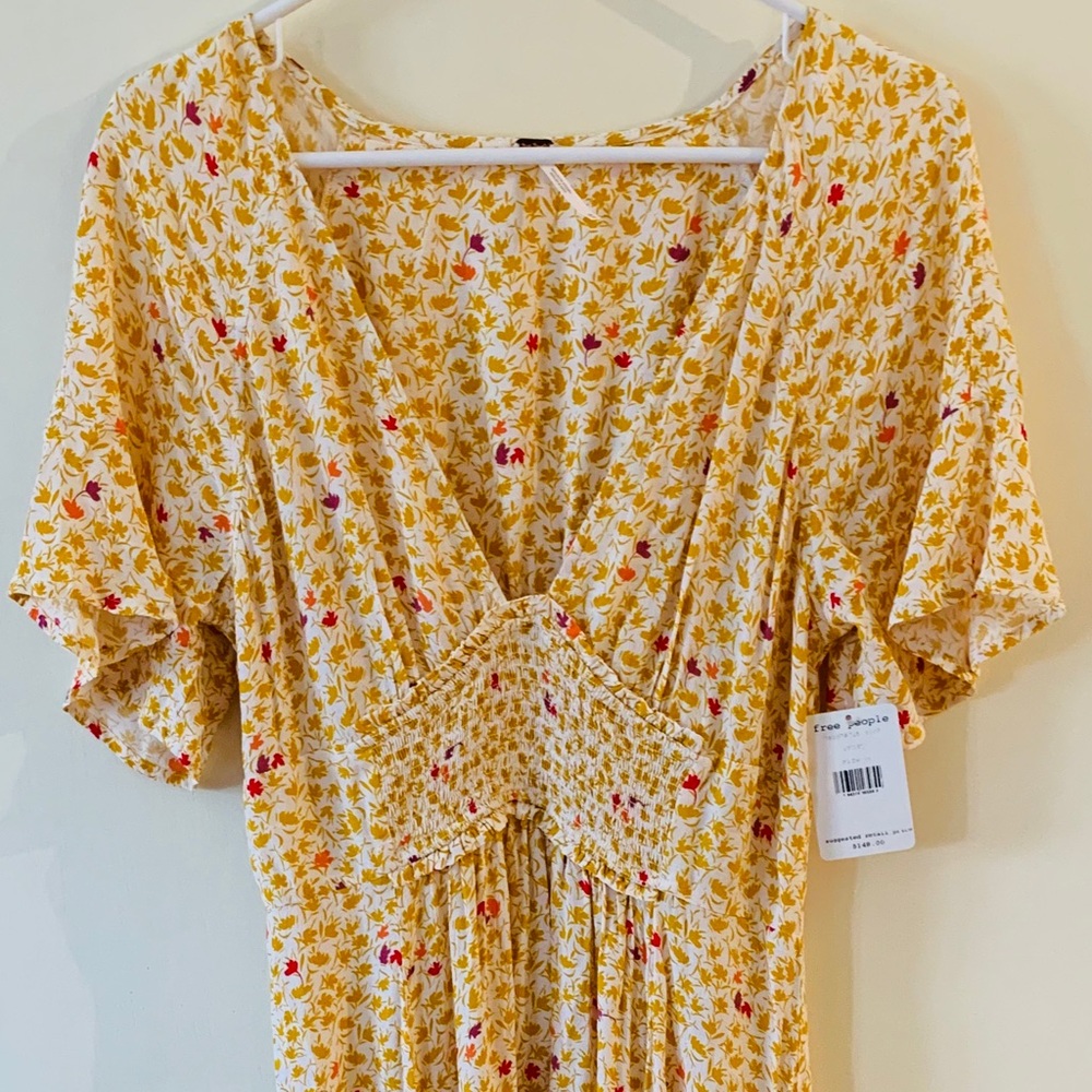 Free People Ivory Floral Maxi Dress- size M